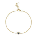 0.04CT DIAMOND & 0.06CT BLUE SAPPHIRE 14K Y/G EYE BRACELET