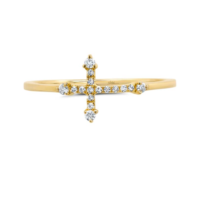 0.09CT 14K Y/G DIAMOND CROSS RING