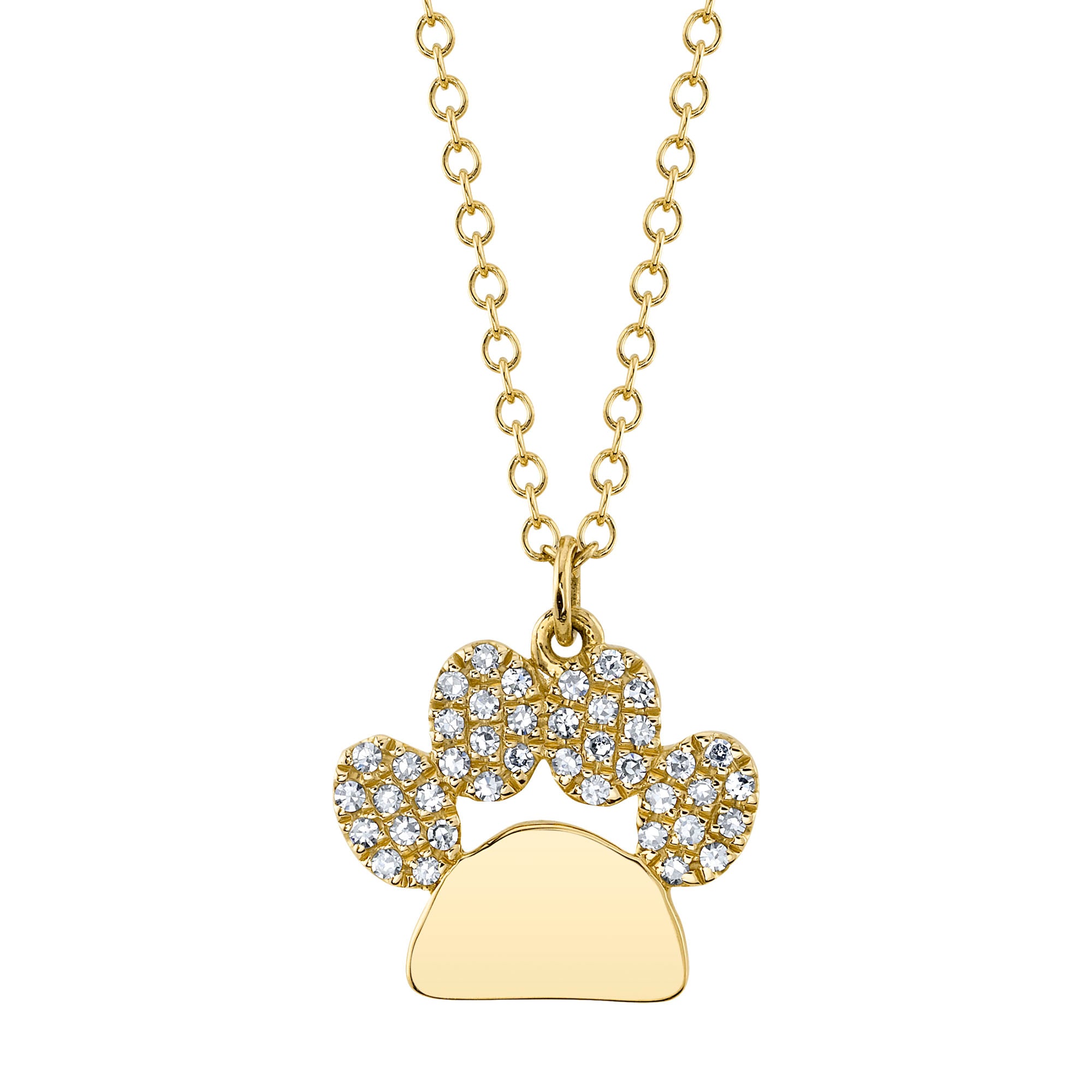 0.09CT 14K Y/G DIAMOND PAW NECKLACE