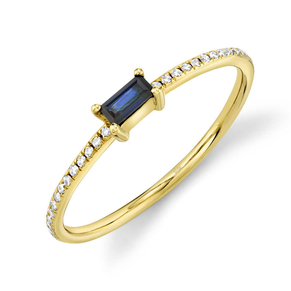 0.08CT DIAMOND & 0.17CT BLUE SAPPHIRE 14K Y/G LADYS RING