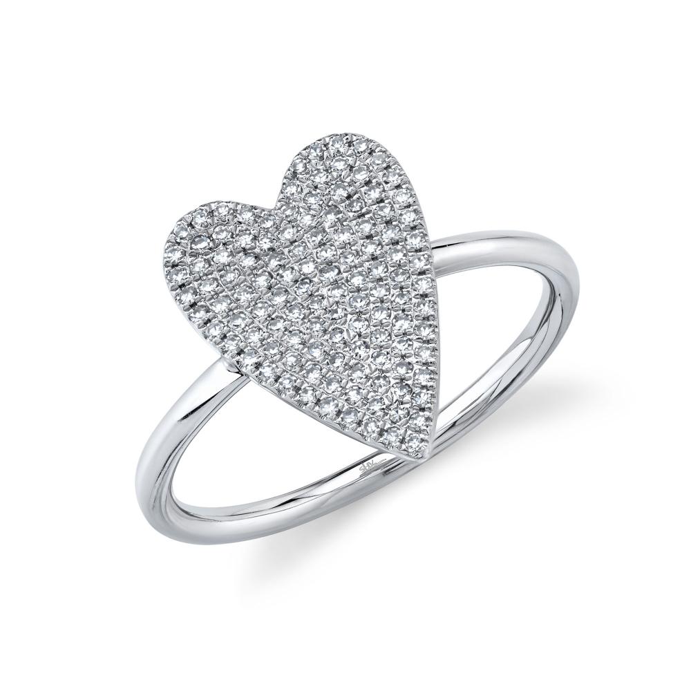 0.26CT 14K W/G DIAMOND PAVE HEART LADYS RING