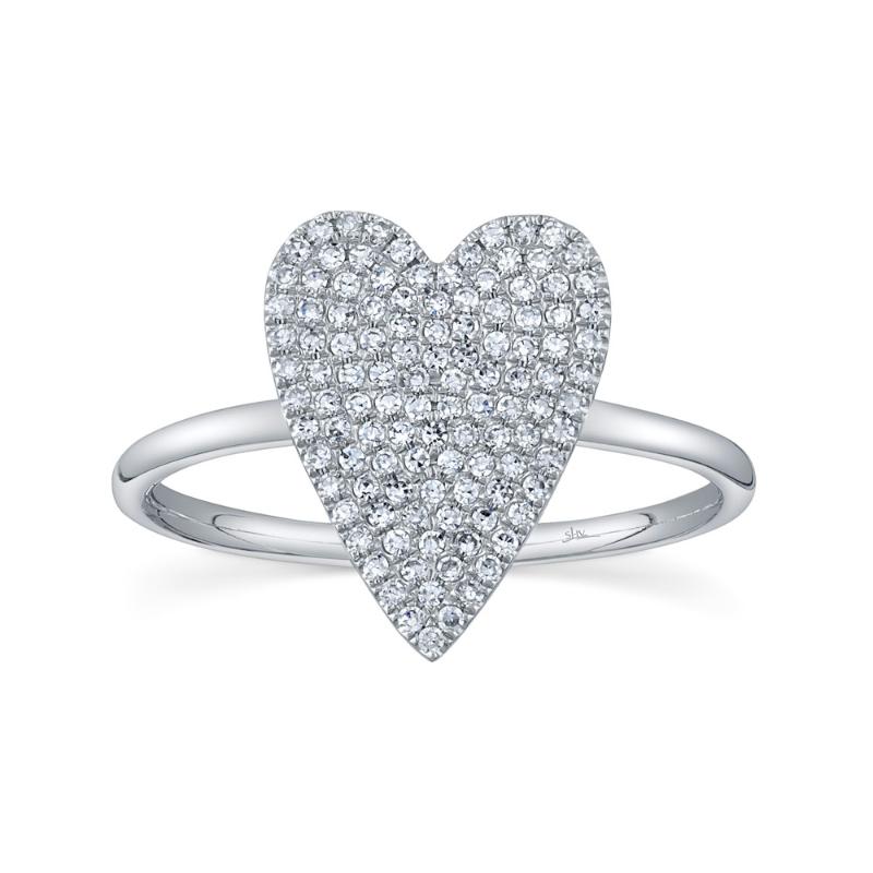 0.26CT 14K W/G DIAMOND PAVE HEART LADYS RING