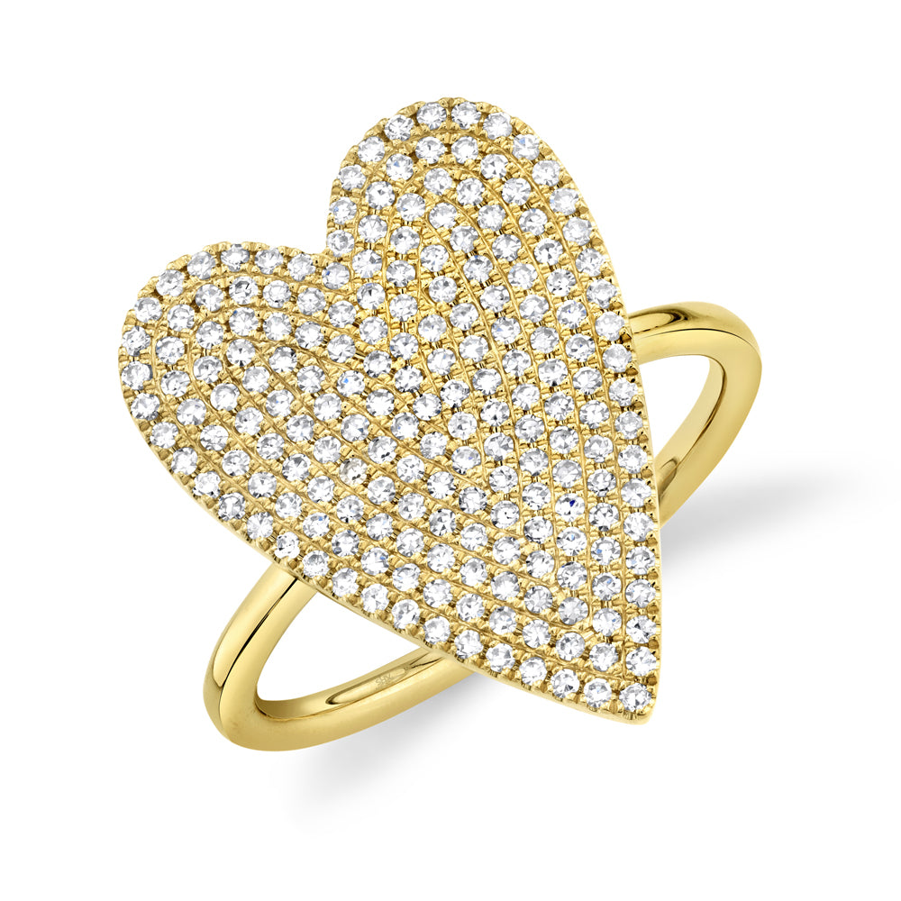 0.56CT 14K Y/G DIAMOND PAVE HEART LADYS RING