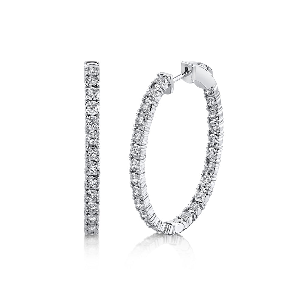 1.50CT 14K W/G DIAMOND OVAL HOOP EARRING