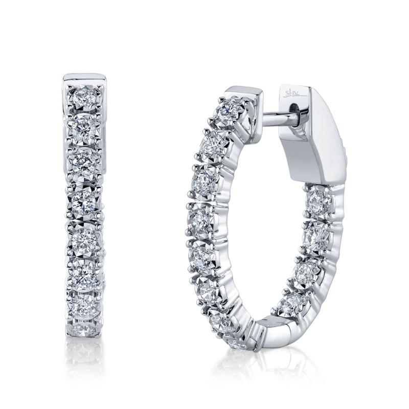 0.47CT 14K W/G DIAMOND OVAL HOOP EARRING