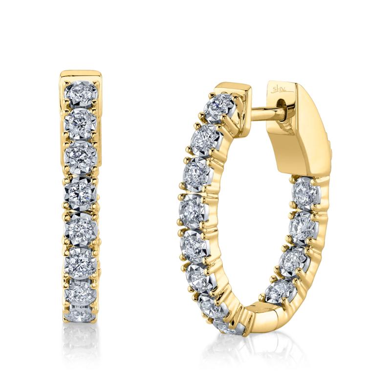 0.47CT 14K Y/G DIAMOND OVAL HOOP EARRING