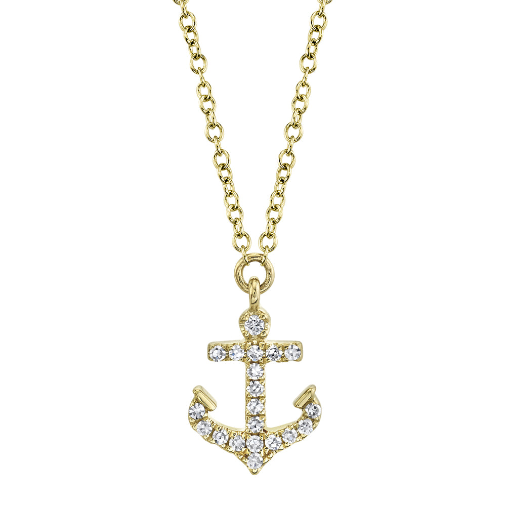 0.07CT 14K Y/G DIAMOND ANCHOR NECKLACE