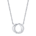 0.07CT 14K W/G DIAMOND LOVE KNOT CIRCLE NECKLACE