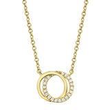 0.07CT 14K Y/G DIAMOND LOVE KNOT CIRCLE NECKLACE