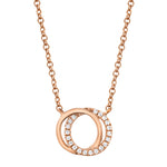 0.07CT 14K R/G DIAMOND LOVE KNOT CIRCLE NECKLACE
