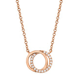 0.07CT 14K R/G DIAMOND LOVE KNOT CIRCLE NECKLACE