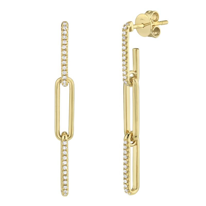 0.17CT 14K Y/G DIAMOND PAPER CLIP LINK EARRING
