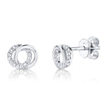 0.09CT 14K W/G DIAMOND LOVE KNOT CIRCLE STUD EARRING