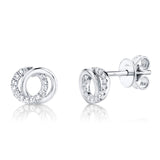 0.09CT 14K W/G DIAMOND LOVE KNOT CIRCLE STUD EARRING