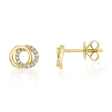 0.09CT 14K W/G DIAMOND LOVE KNOT CIRCLE STUD EARRING