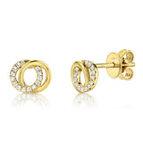 0.09CT 14K Y/G DIAMOND LOVE KNOT CIRCLE STUD EARRING
