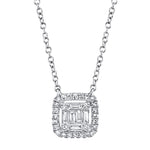 0.22CT 14K W/G DIAMOND BAGUETTE NECKLACE