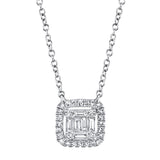 0.22CT 14K W/G DIAMOND BAGUETTE NECKLACE