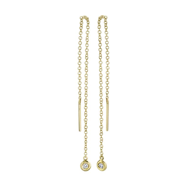 0.04CT 14K Y/G DIAMOND THREADER EARRING