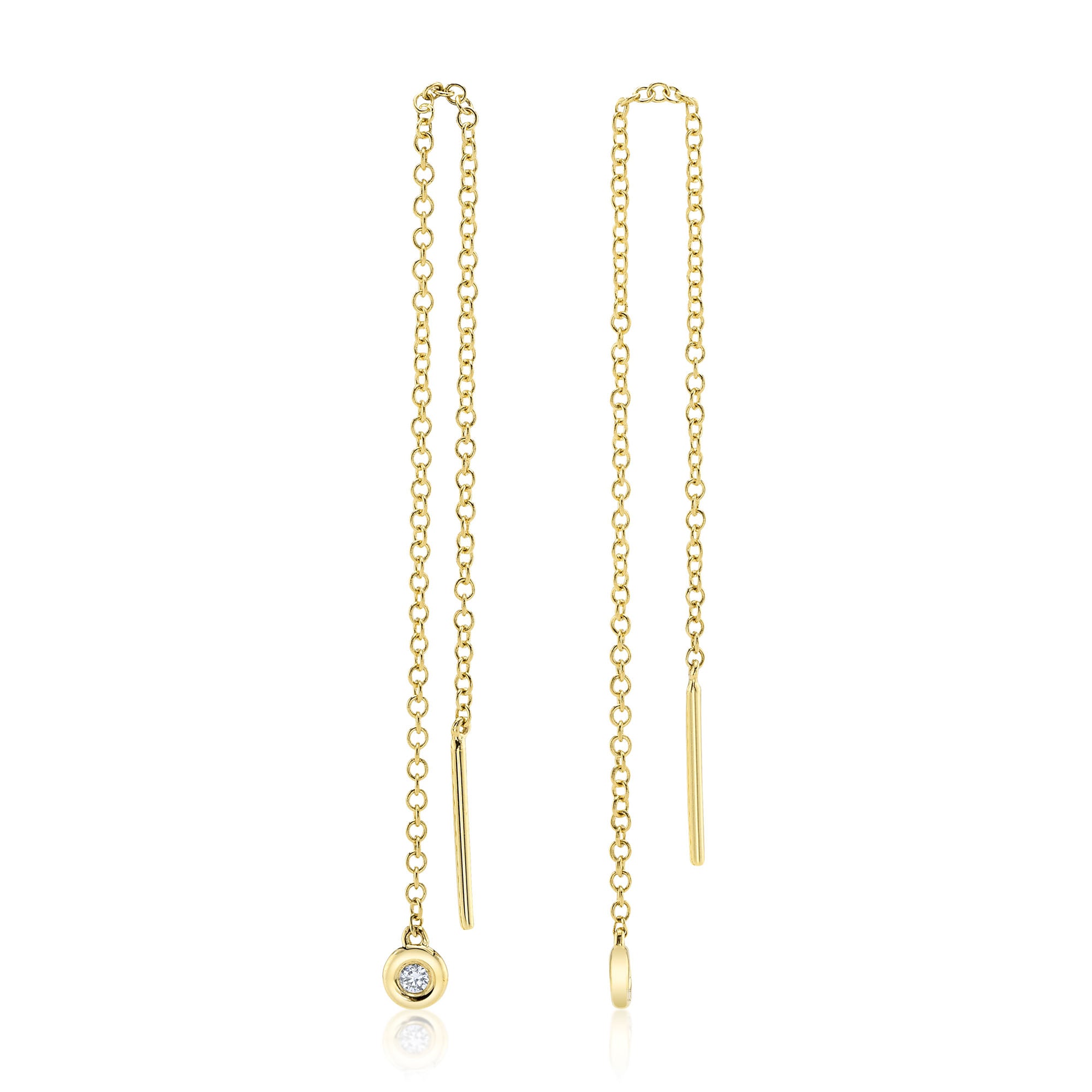 0.04CT 14K Y/G DIAMOND THREADER EARRING