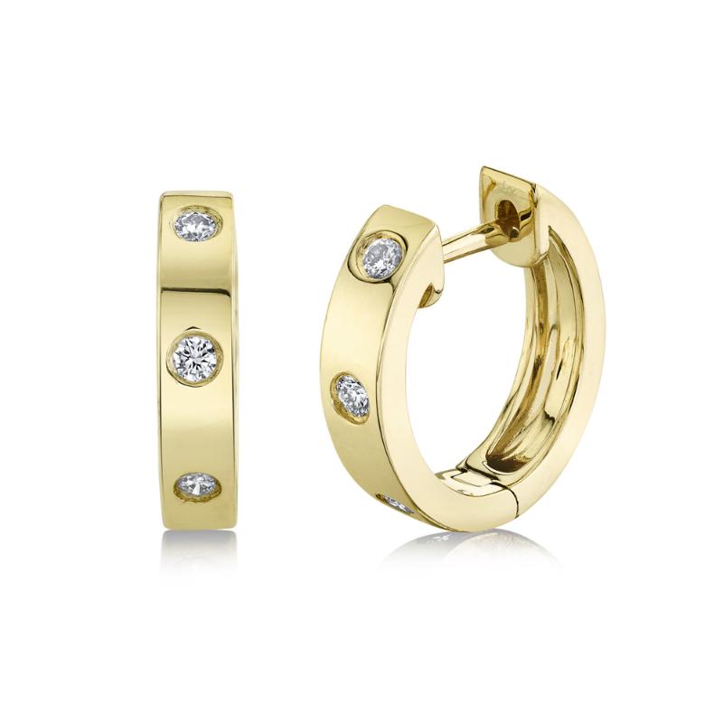 0.11CT 14K Y/G DIAMOND HUGGIE EARRING