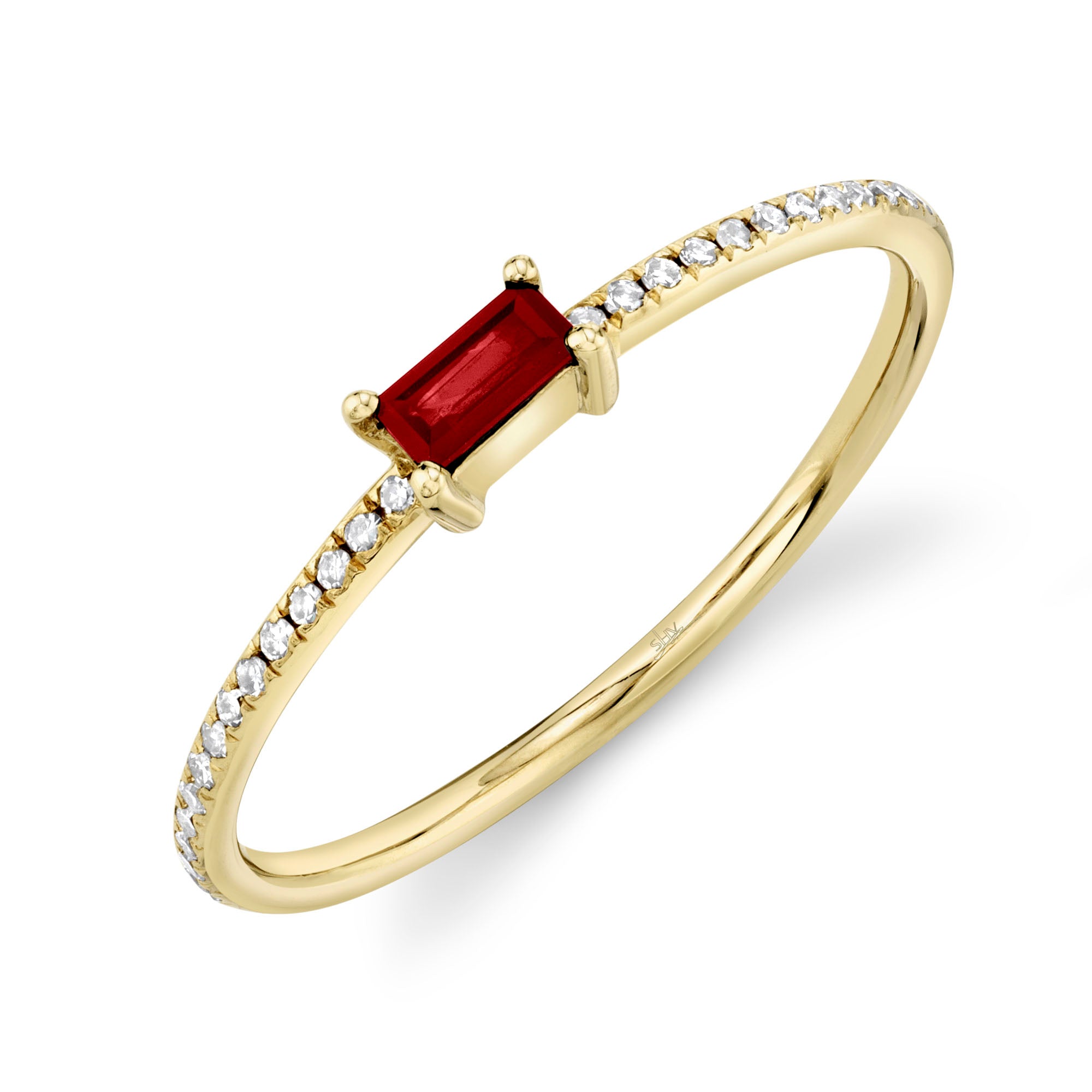 0.08CT DIAMOND & 0.15CT RUBY 14K Y/G LADYS RING