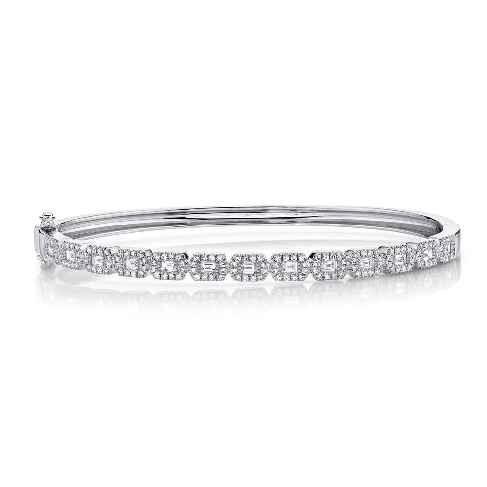 0.86CT 14K W/G DIAMOND BAGUETTE BANGLE