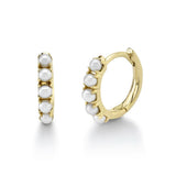 14K Y/G CULTURED PEARL HUGGIE EARRING