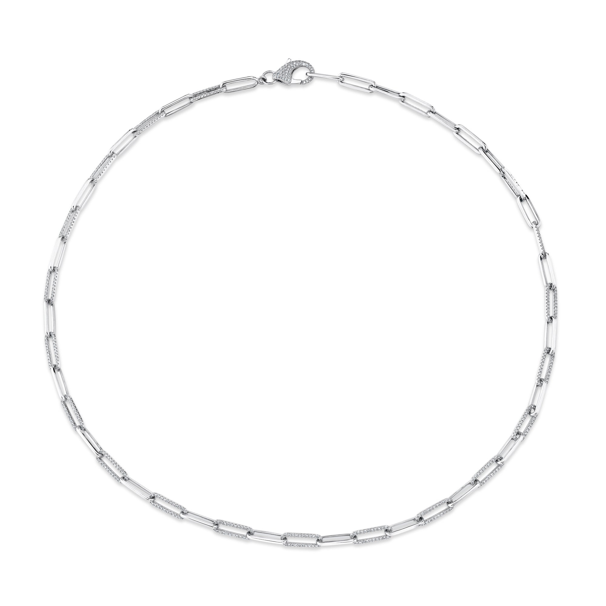 1.36CT 14K W/G DIAMOND PAPER CLIP LINK NECKLACE