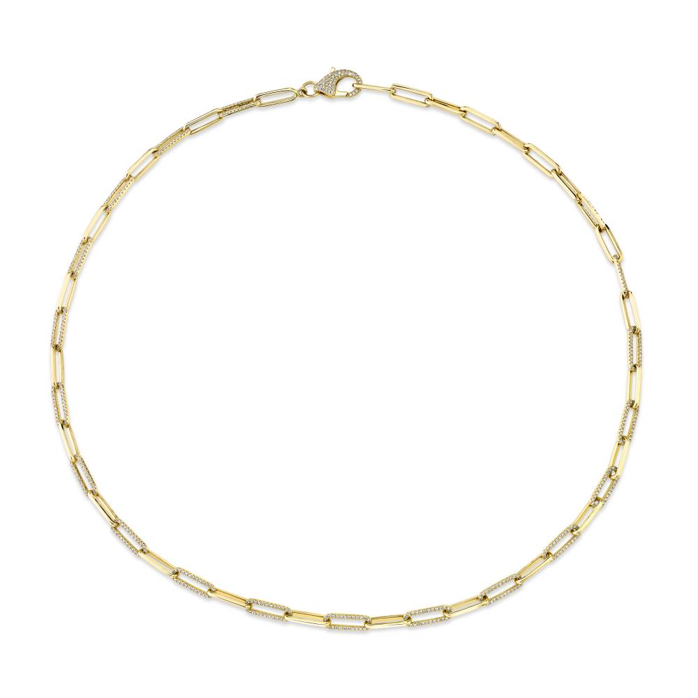 1.36CT 14K Y/G DIAMOND PAPER CLIP LINK NECKLACE