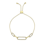 0.24CT 14K Y/G DIAMOND PAPER CLIP LINK BOLO BRACELET