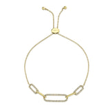 0.24CT 14K Y/G DIAMOND PAPER CLIP LINK BOLO BRACELET