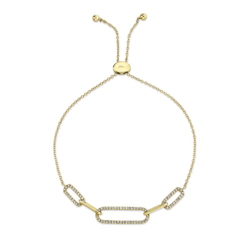 0.24CT 14K Y/G DIAMOND PAPER CLIP LINK BOLO BRACELET