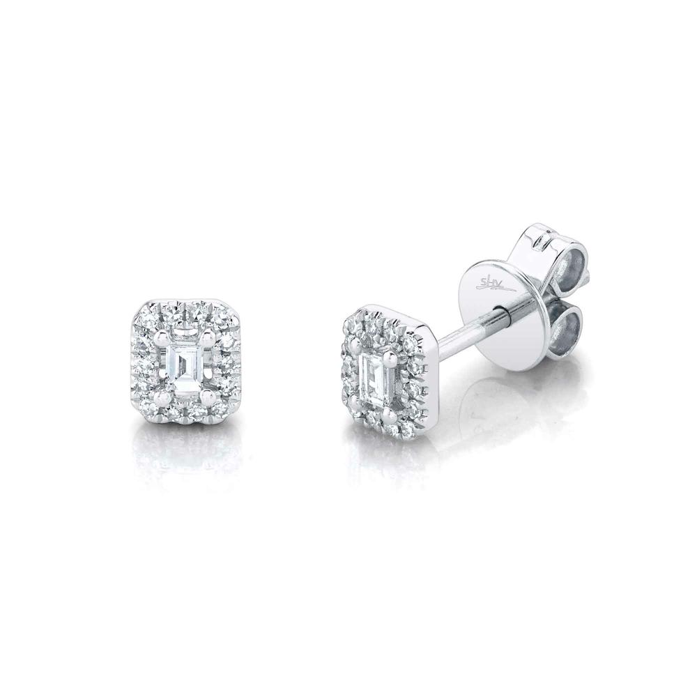 0.12CT 14K W/G DIAMOND BAGUETTE STUD EARRING