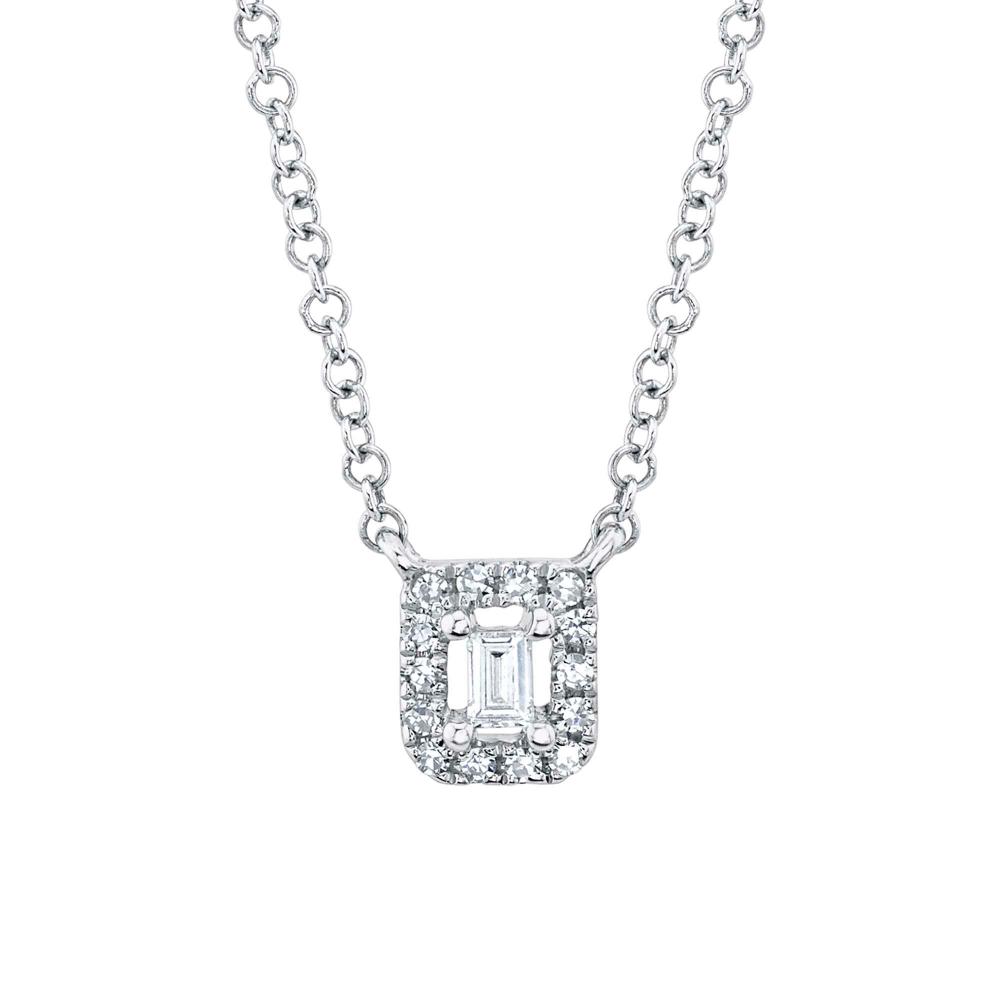 0.05CT 14K W/G DIAMOND BAGUETTE NECKLACE