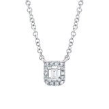 0.05CT 14K W/G DIAMOND BAGUETTE NECKLACE