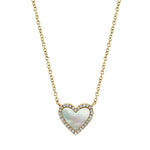 0.09CT DIAMOND & 0.56CT MOTHER OF PEARL 14K Y/G HEART NECKLACE
