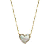 0.09CT DIAMOND & 0.56CT MOTHER OF PEARL 14K Y/G HEART NECKLACE