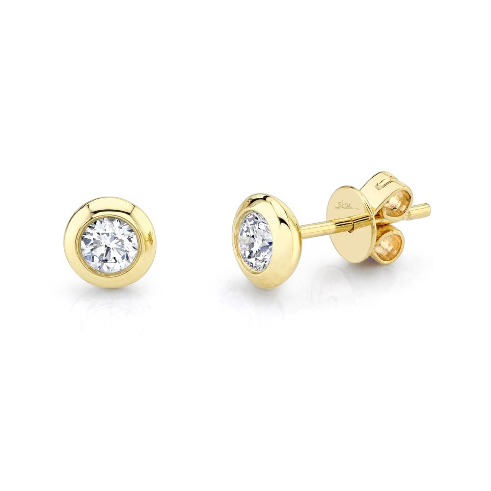 0.40CT 14K Y/G DIAMOND BEZEL STUD EARRING
