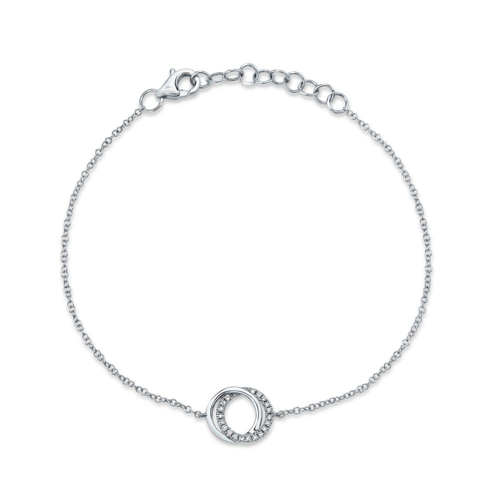 0.07CT 14K W/G DIAMOND LOVE KNOT CIRCLE  BRACELET