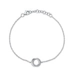 0.07CT 14K W/G DIAMOND LOVE KNOT CIRCLE  BRACELET