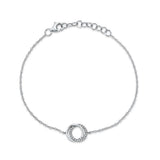 0.07CT 14K W/G DIAMOND LOVE KNOT CIRCLE  BRACELET