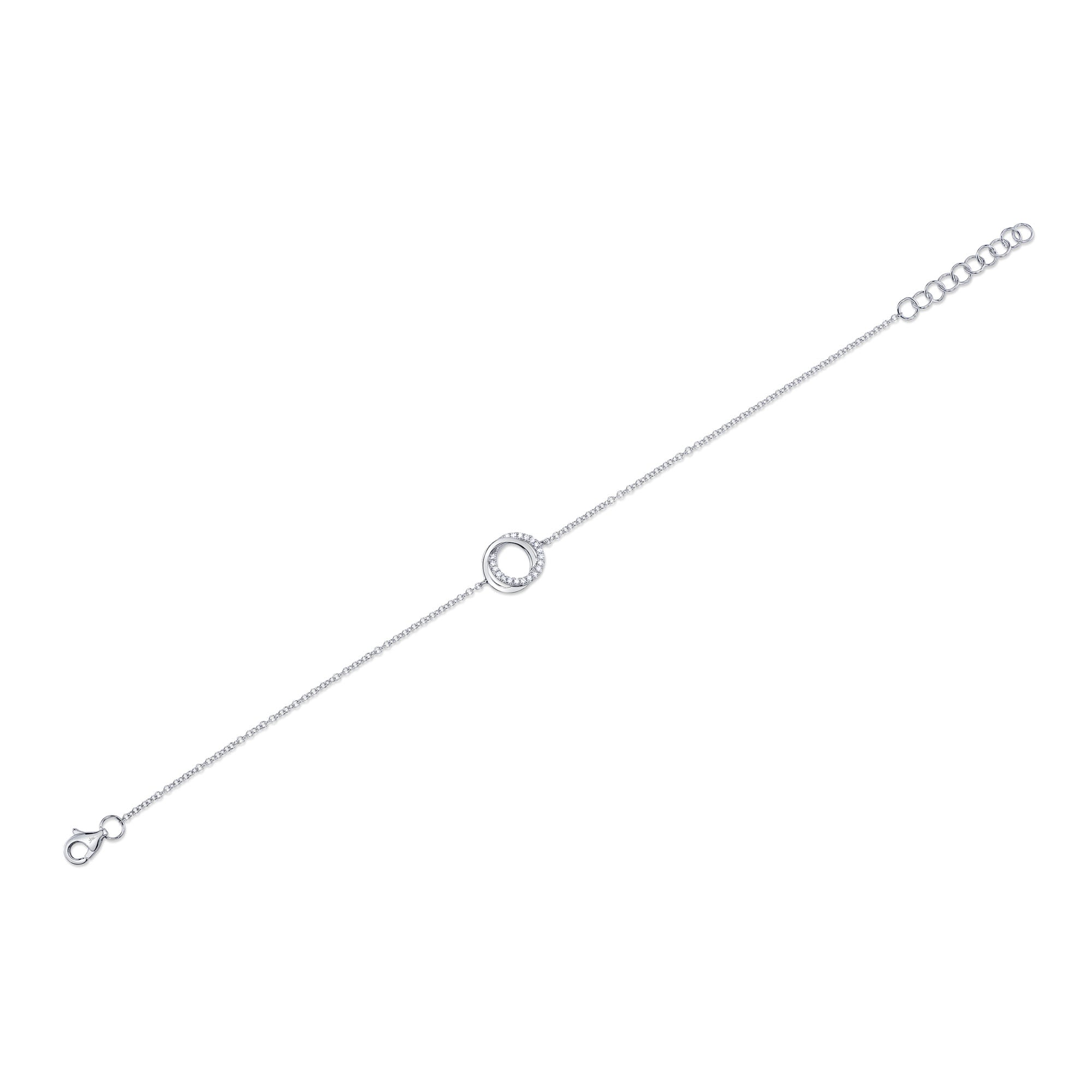 0.07CT 14K W/G DIAMOND LOVE KNOT CIRCLE  BRACELET