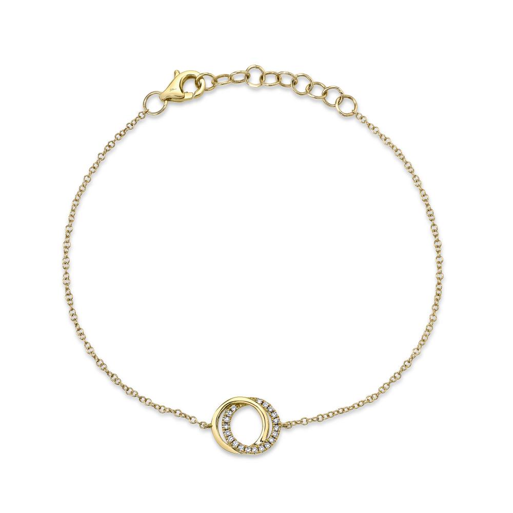 0.07CT 14K Y/G DIAMOND LOVE KNOT CIRCLE  BRACELET