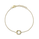 0.07CT 14K Y/G DIAMOND LOVE KNOT CIRCLE  BRACELET