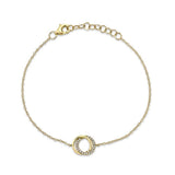 0.07CT 14K Y/G DIAMOND LOVE KNOT CIRCLE  BRACELET