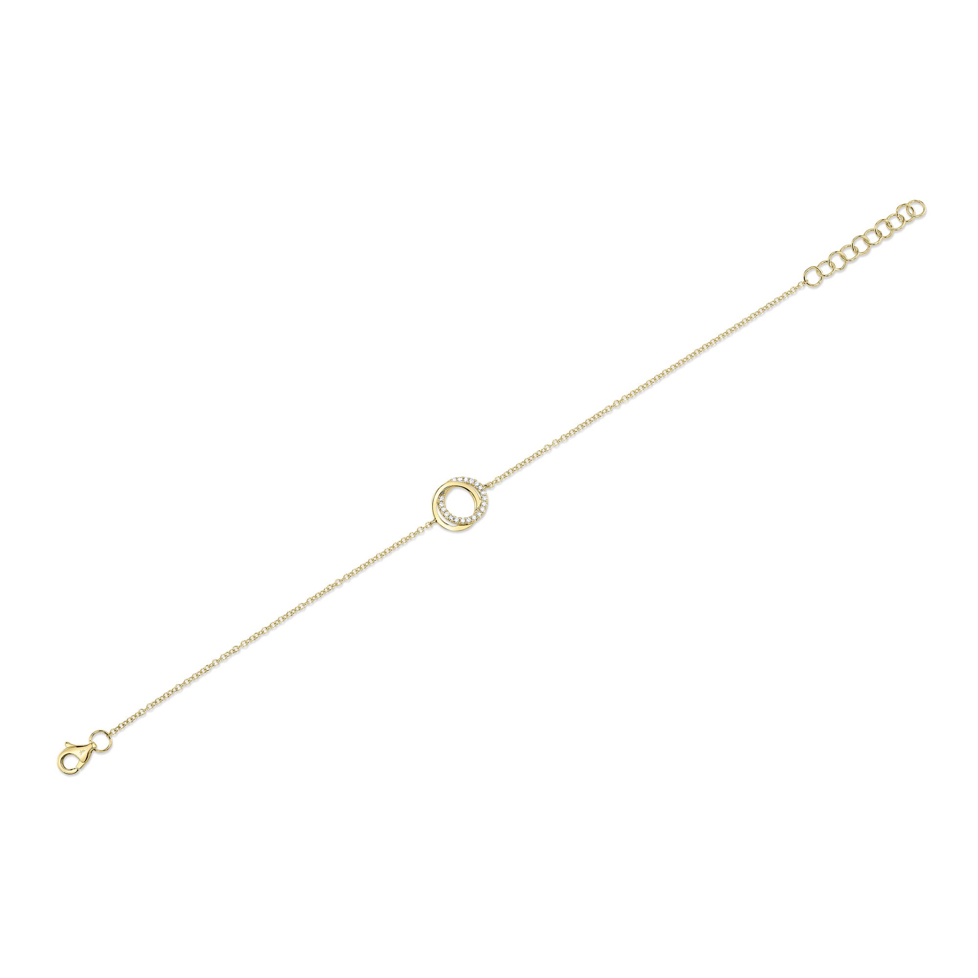 0.07CT 14K Y/G DIAMOND LOVE KNOT CIRCLE  BRACELET