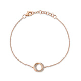 0.07CT 14K R/G DIAMOND LOVE KNOT CIRCLE  BRACELET