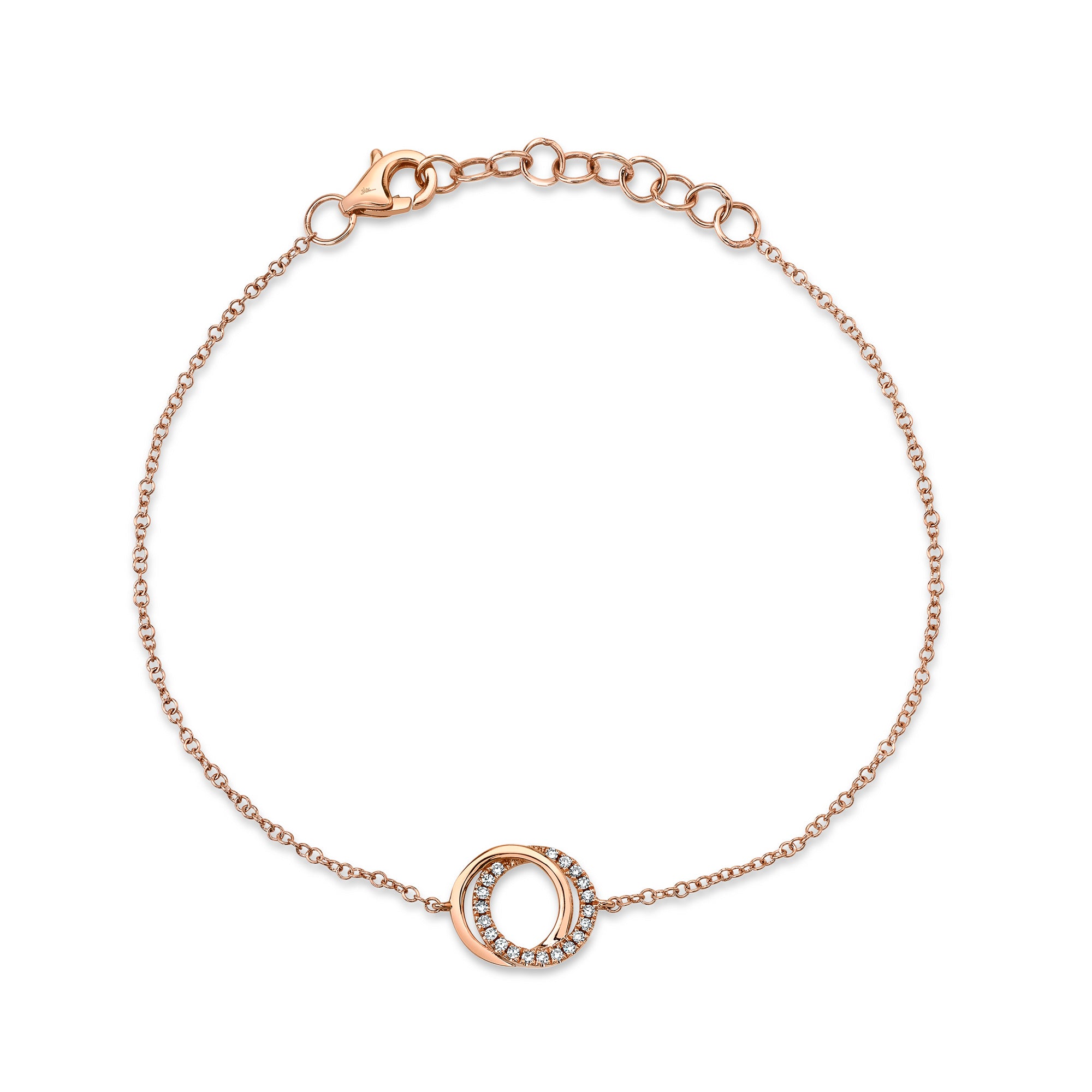 0.07CT 14K R/G DIAMOND LOVE KNOT CIRCLE  BRACELET