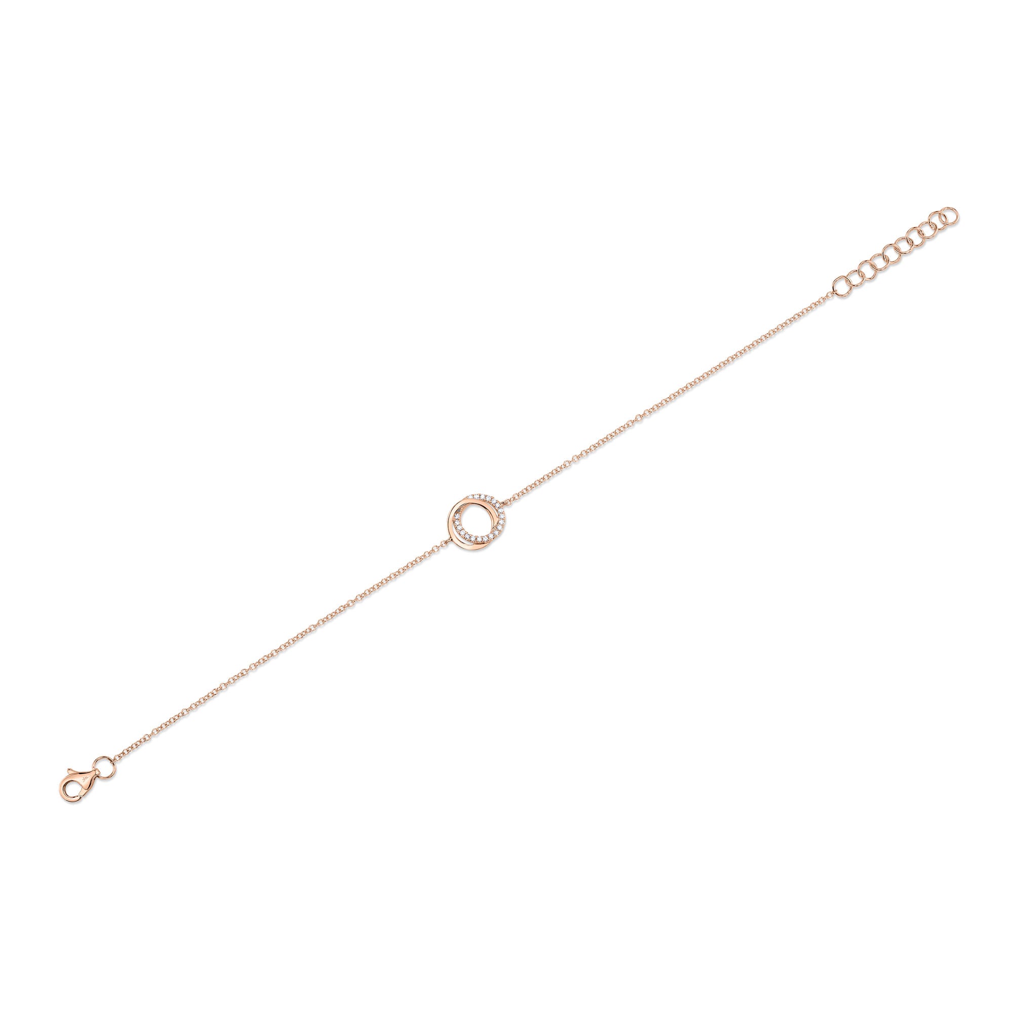 0.07CT 14K R/G DIAMOND LOVE KNOT CIRCLE  BRACELET